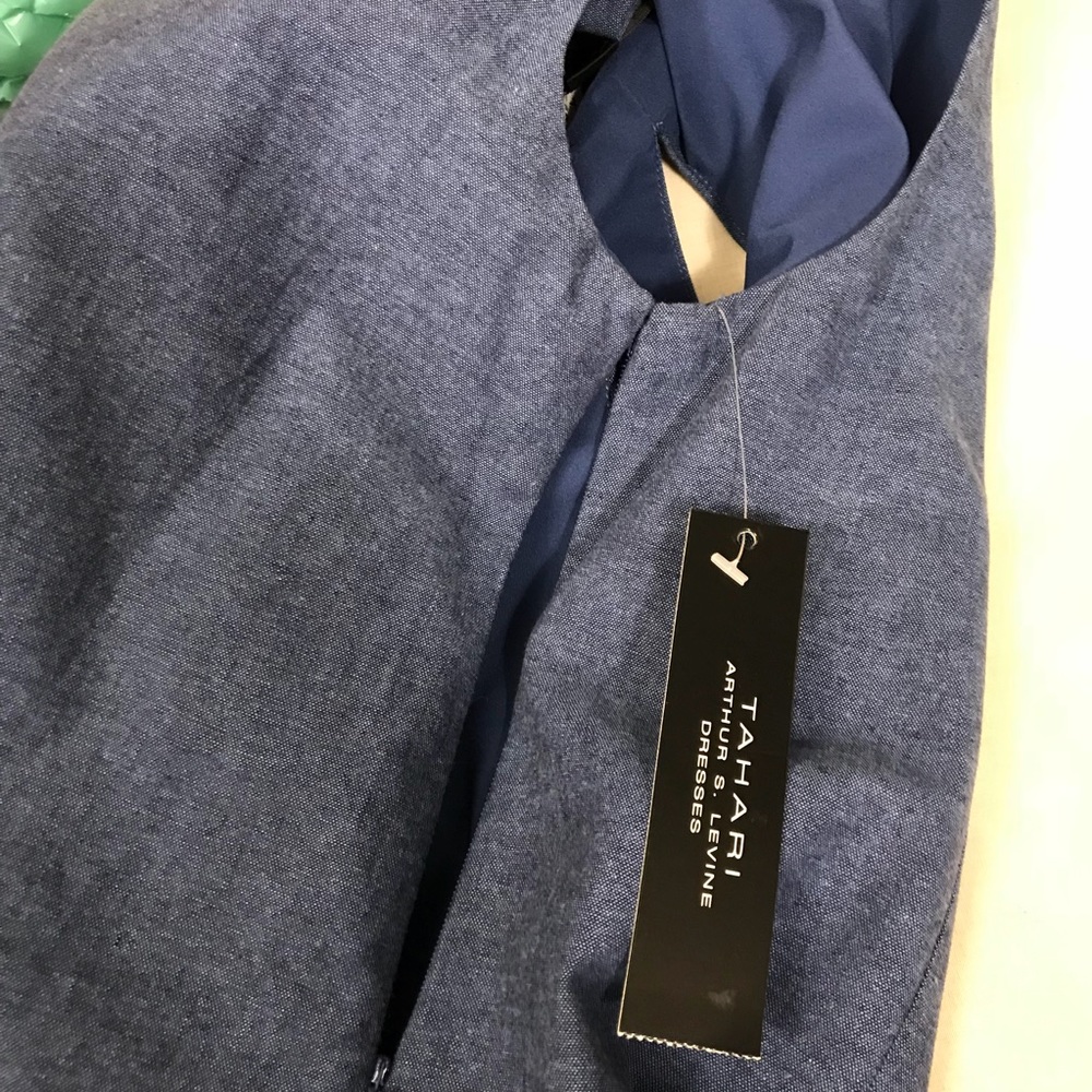 NWT Tahari Arthur S Levine Denim Blue Dress Sz 4 - Picture 6 of 8